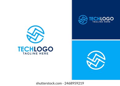 Circle Motion Connecting Technologie Logo Design Vorlage
