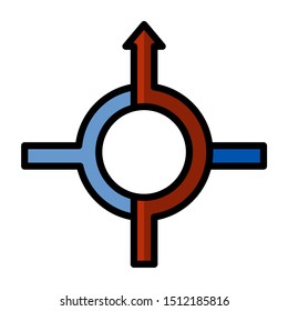 Ícone de linha de vetor de movimento circular isolado em um fundo branco.