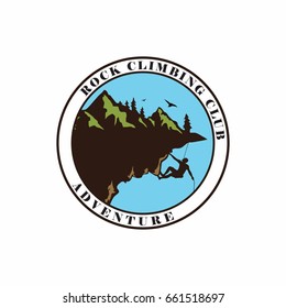 Circle Mountain Climbing Logo, Icon, Sign Vector Design Template