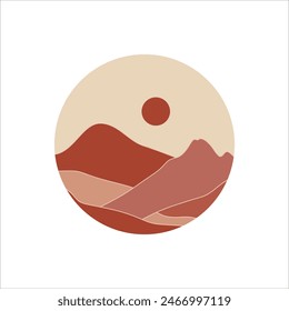 Circle mountain landscape background vector element