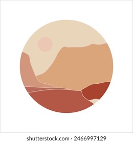 Circle mountain landscape background vector element