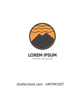 circle mountain logo vector,adventure logo illustration