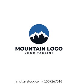 Circle Mountain Peak, Hill, Valley Logo Design Template