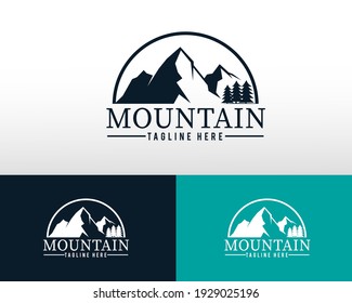 símbolo del logotipo de la aventura de rock de montaña de círculo inspiración