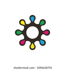 Circle with multi color drop logo design vector