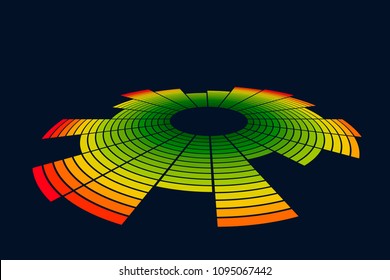 Circle music equalizer. Isolated on dark background. Vector colorful illustration.