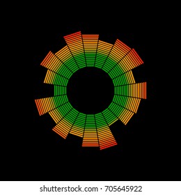 Circle music equalizer. Isolated on black background. Vector colorful illustration. 