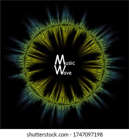 Circle music wave background. Vector colorful round wave banner. Audio pulse player waveform illustration.