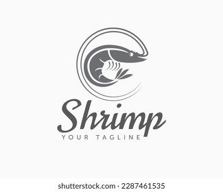 circle mustache prawn shrimp abstract logo icon symbol design template illustration inspiration