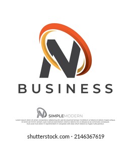 Circle N logo illustration, abstract circle swirl logo design elements. Origami paper flat style