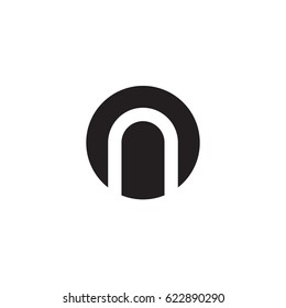 circle n logo, initial logo on, no, n inside o rounded letter negative space logo black