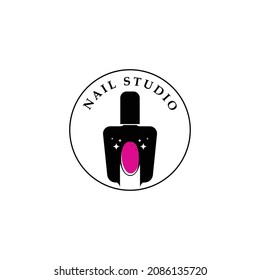 Circle nail studio logo design concept