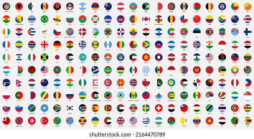 Circle national flags of World countries