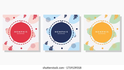 Circle Nature Cute - Set of minimalist background with memphis elements. for social media post templates, wallpapers, Backdrop and more