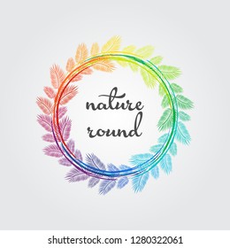 Circle nature frame design with rainbow colors