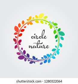 Circle nature frame design with rainbow colors