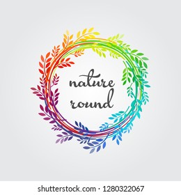 Circle nature frame design with rainbow colors