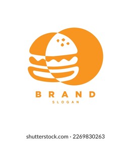 Circle negative space burger logo design 