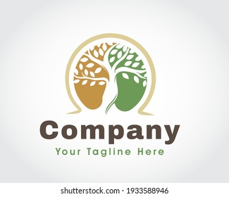circle negative space tree logo symbol design illustration inspiration