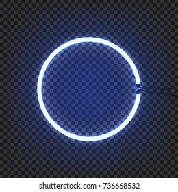 Circle neon lamp wall sign isolated on transparent background. Vector illustration. Eps 10.