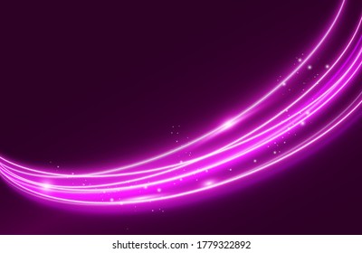Circle neon light effect isolated on dark background, round light lines in blue neon color. Abstract background for science, futuristic, energy, techno
