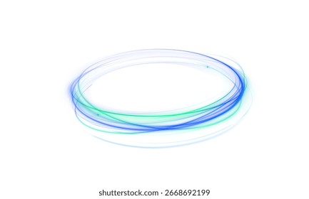 Circle of neon light twists with sparkling particle and glowing swirl across abstract background creating dynamic vector design