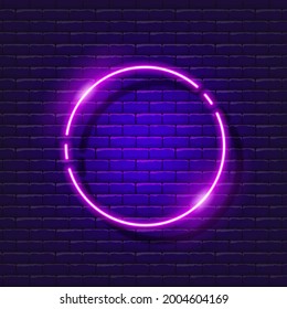 Circle of neon sign. Geometric shapes glowing sign. Vector illustration for design. School concept.