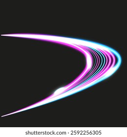 Circle Neon Speed Effect isolated black background. Cosmic ring Motion traffic illusion template design. Vector illustration. EPS 10