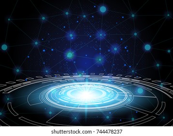 circle and network technology background, abstract technology concept background, vector illustration.