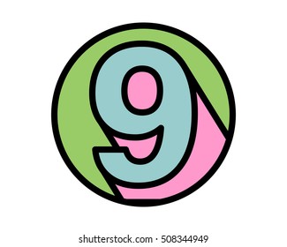 circle nine typography typeset logotype numeral numeric nominal image vector icon