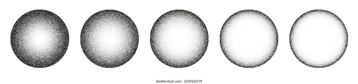 Circle noise texture dotwork grain 3D sphere planet dot vector halftone background  grunge grainy round spray 
