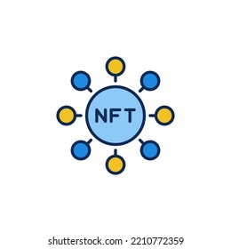 Círculo con el concepto de vector Token no fungible Icono de tecnología NFT o elemento de diseño coloreado