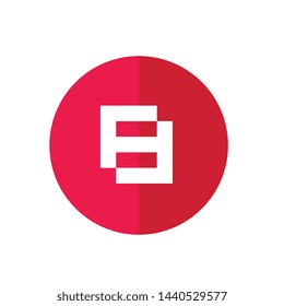 Circle Number 8 Logo Icon, White and Red Color, Simple Design Style - Vector