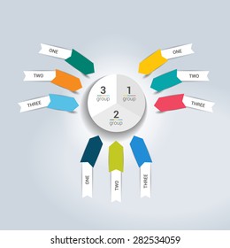 Circle number diagram, options, step by step template, flowchart.