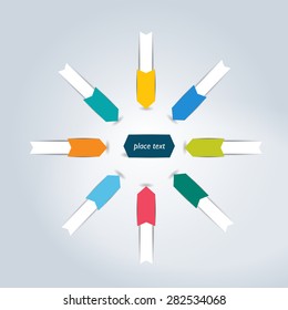 Circle number diagram, options, step by step template, flowchart.