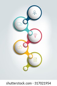 Circle number diagram, options, step by step template. 5 steps.