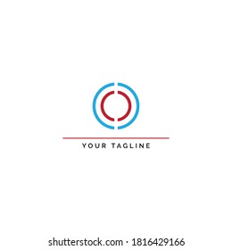 circle o logo, rounded letter negative space logo color