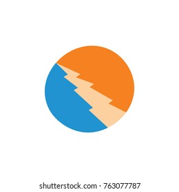 circle object with beach and sand abstract symbol logo vector