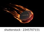 circle object with fire motion effecct on black background