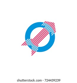 circle object and stripes arrow logo vector