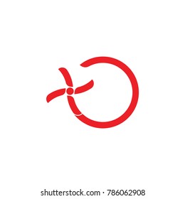 circle object with turbine windmill shape logo vector 