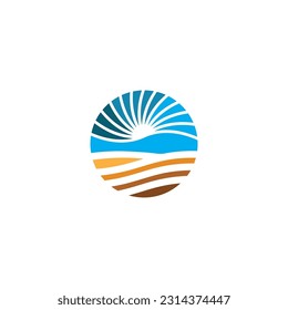 circle ocean logo design illustration.