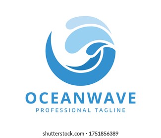 Circle Ozeane Wellen Logo Typ Vektorgrafik