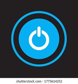 Logotipo de color azul del botón de apagado circular. Vector de ilustración