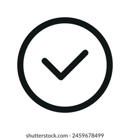 Icono de círculo aislado, icono de círculo lineal correcto, icono de Vector de contorno de marca de redondeo con trazo editable