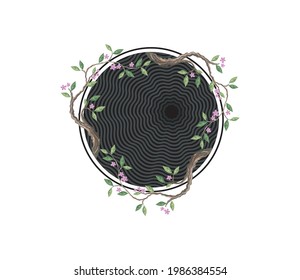 circle old tree logo, emblem design vector 