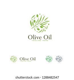 Circle Olive Oil logo designs concept, Skin Care logo template, Olive logo symbol