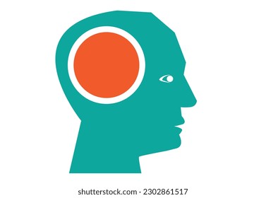 Círculo sobre una cabeza abstracta. Ignorancia o concepto ausente de la mente Imágenes prediseñadas editables.