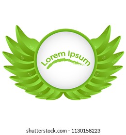 Circle on a background of green leaves with a place under the text isolated on a white sticker for a sticker, a label