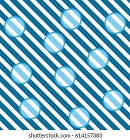 Circle on blue striped seamless pattern. Fashion graphic background design. Modern stylish abstract texture. Colorful template for prints, textiles, wrapping, wallpaper, website. Vector illustration